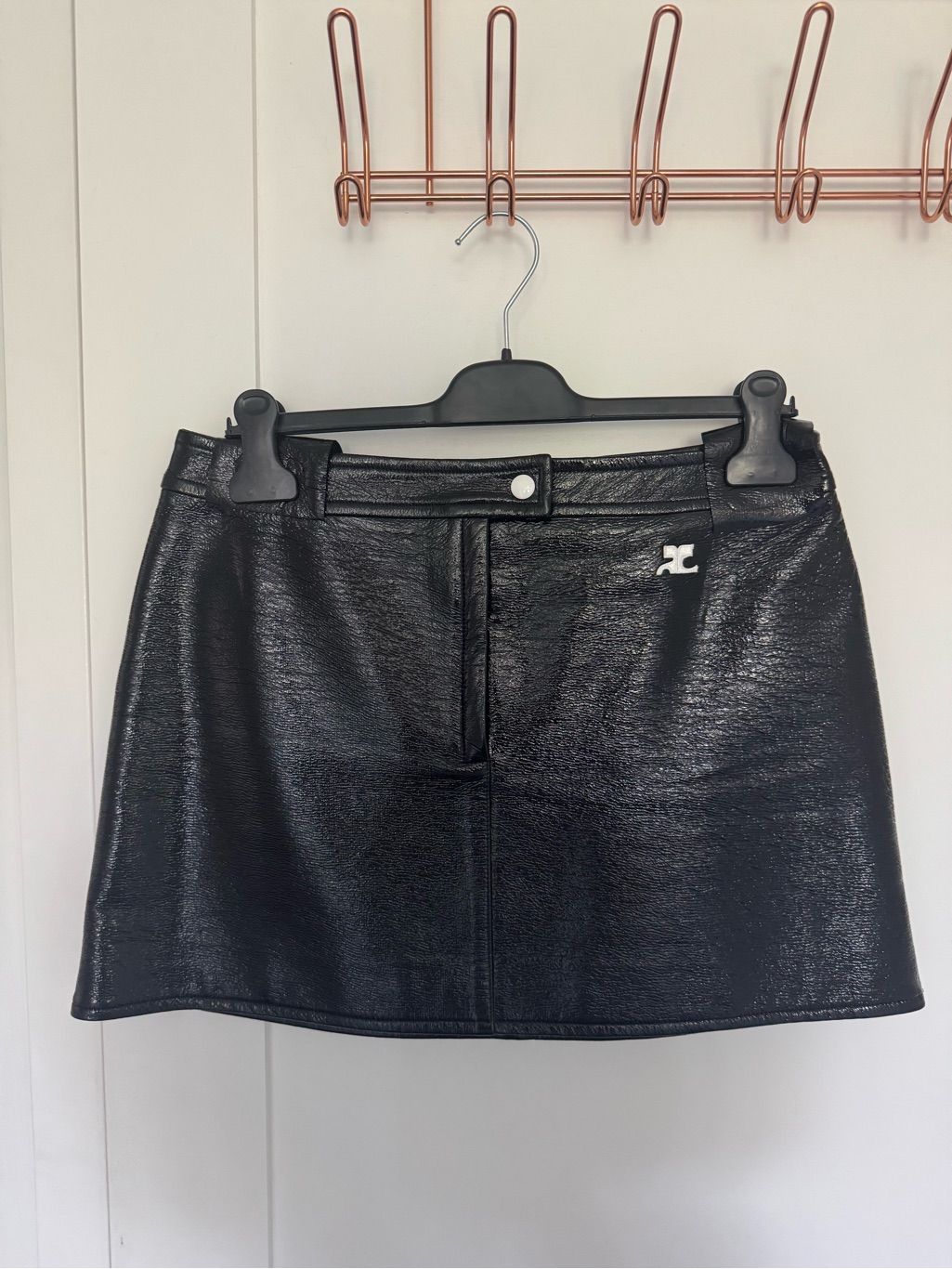 Black Courreges Mini Skirt With Subtle Logo